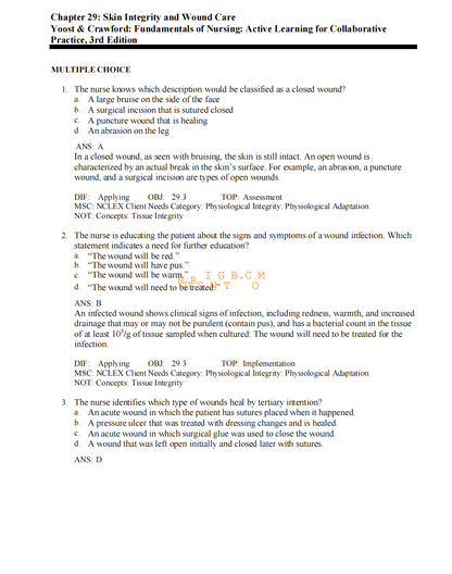 Test Bank Fundamentals of Nursing: Active Learning for Collaborative Practice 3rd Edition