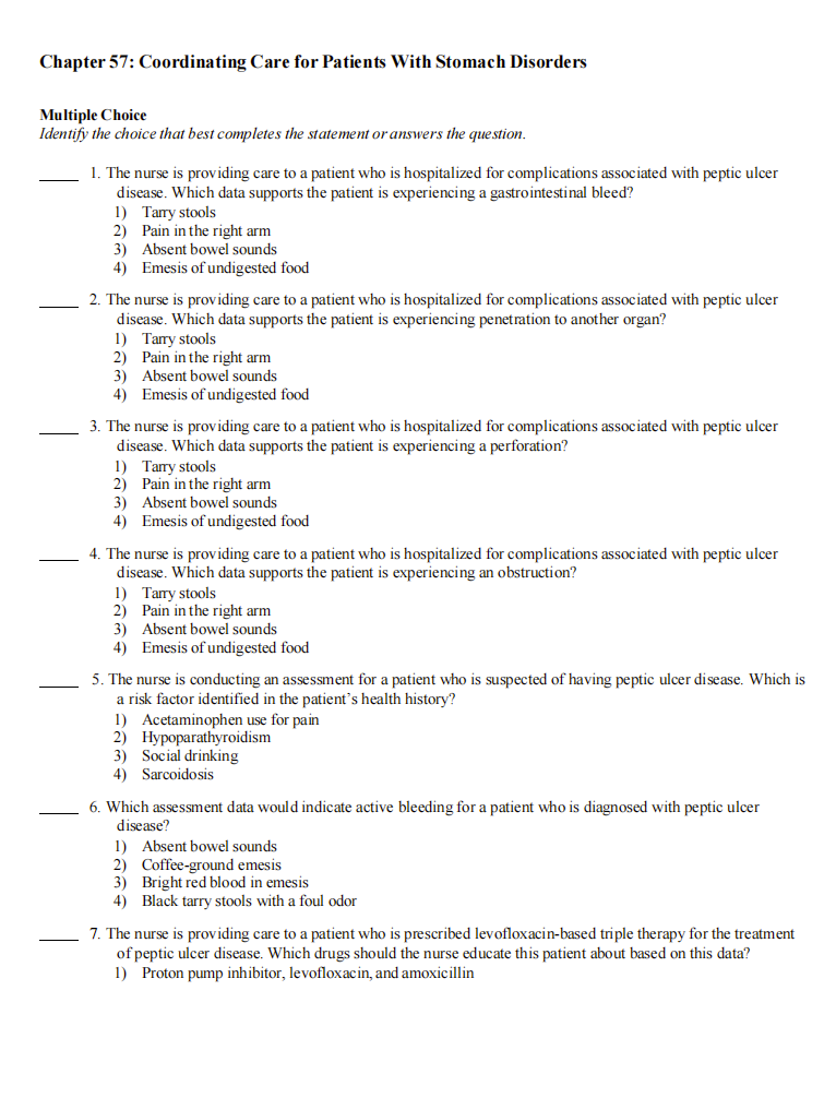 Test Bank Davis Advantage for Medical-Surgical Nursing: Making Connections to Practice 3rd Edition