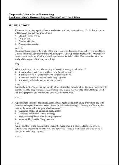 Test Bank Lehne’s Pharmacology for Nursing Care 11th Edition by Jacqueline Rosenjack Burchum